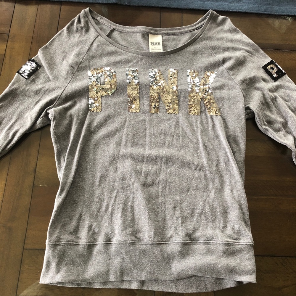 Pink long sleeve sequin shirt